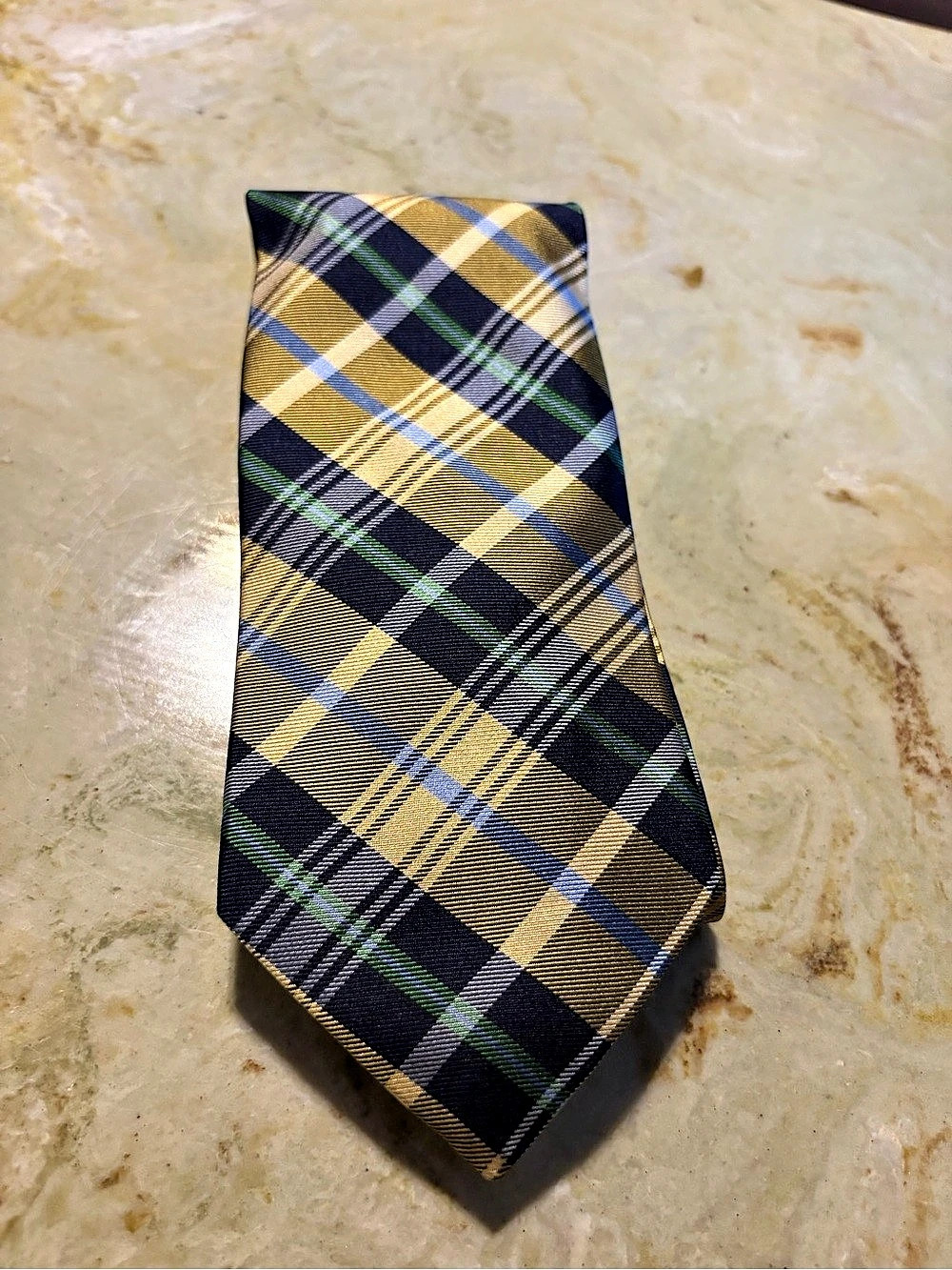 Tommy Hilfiger Plaid Tie in Blue & Gold Like New